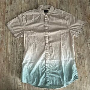 Antony Morato Tie Dye Button Down Shirt Small Tan Teal Ombré Lightweight Casual